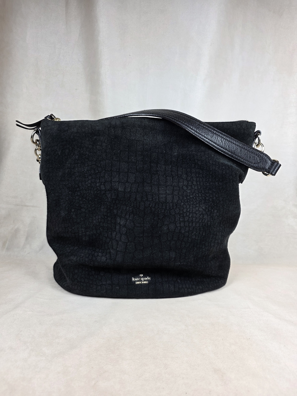 kate spade Black Textured Suede Shoulder Bag